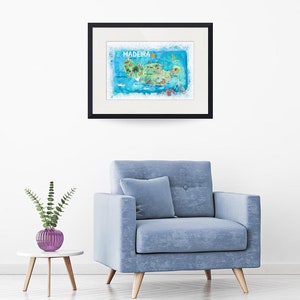 Madeira Portugal Island Illustrated Map with Landmarks and Highlights - Fine Art Print image 5