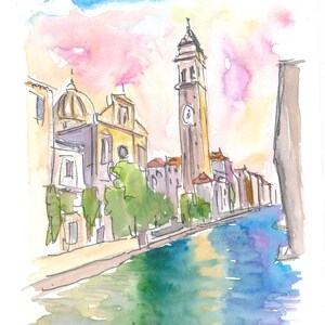 Campanile inclinado de San Giorgio dei Greci en Venecia - Impresión de bellas artes de edición limitada - Pintura original disponible