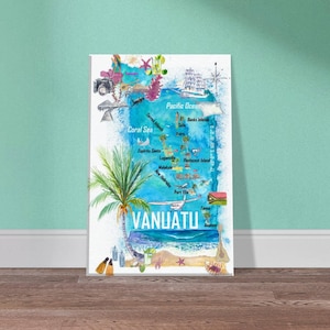 Carte de voyage illustrée des îles du Pacifique, Mélanésie, Vanuatu