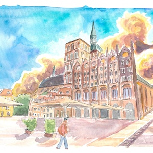 The Gothic City Hall in Stralsund Germany - Limited Edition Fine Art Print - Original Painting available
