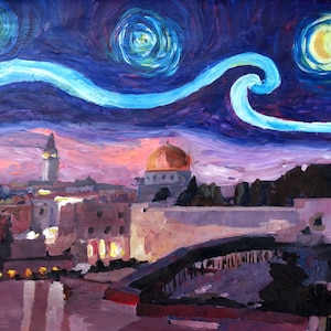 Sternennacht in Jerusalem über Der Wailing Wall - Limited Edition Fine Art Print/Original Leinwandgemälde