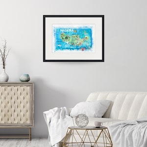 Madeira Portugal Island Illustrated Map with Landmarks and Highlights - Fine Art Print image 9