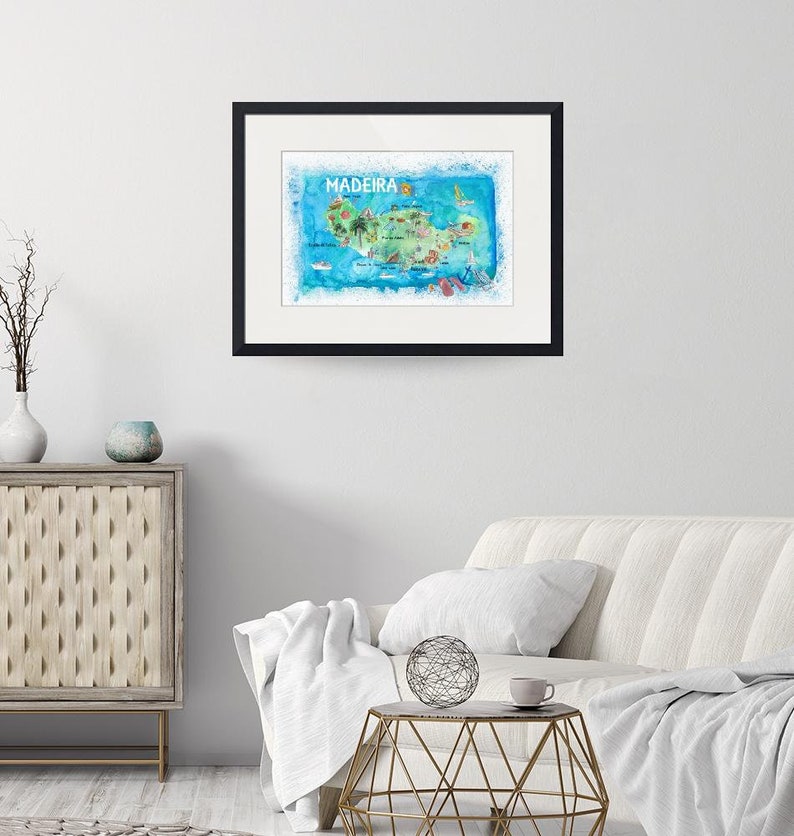 Madeira Portugal Island Illustrated Map with Landmarks and Highlights - Fine Art Print image 9