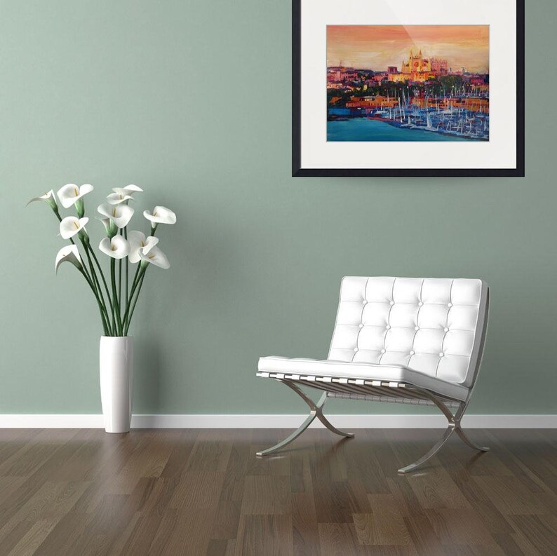 Spain Balearic Island Palma De Majorca With Harbour And Cathedral Limited Edition Fine Art Print Original Painting available image 8