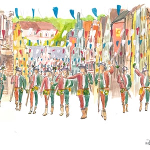 The Landshut town servants lead the wedding procession - Limited Edition Fine Art Print