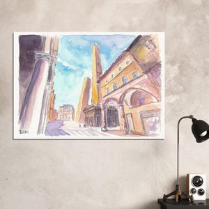 Die erstaunlichen zwei Türme in Bologneser Emilia Romagna Italien - Limitierter Kunstdruck