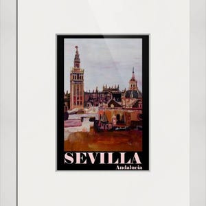 Seville Spain Andalucia with Giralda - Retro Vintage Poster