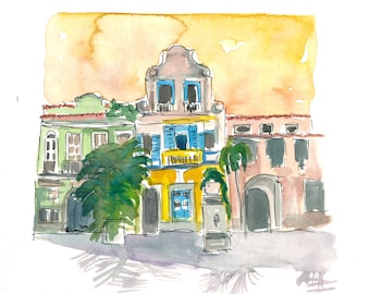 Casas del casco antiguo de Largo do Boticário, Río de Janeiro - Impresión artística de edición limitada - Pintura original disponible