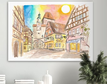 Romantic Rothenburg Tauber Markus Tower and Roder Arch - Limited Edition Fine Art Print - Original Painting available