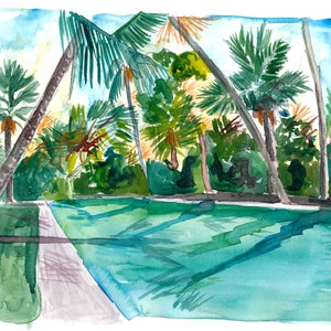 The Cool Quiet Key West Florida Pool - Stampa d&#39;arte in edizione limitata - Pittura originale disponibile