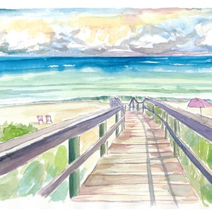 Florida Beach Walk During Quiet Afternoon - Limited Edition Fine Art Print - Original Painting available