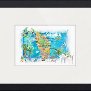 Dominica Antilles Illustrated Travel Map with Roads and Highlights image 9