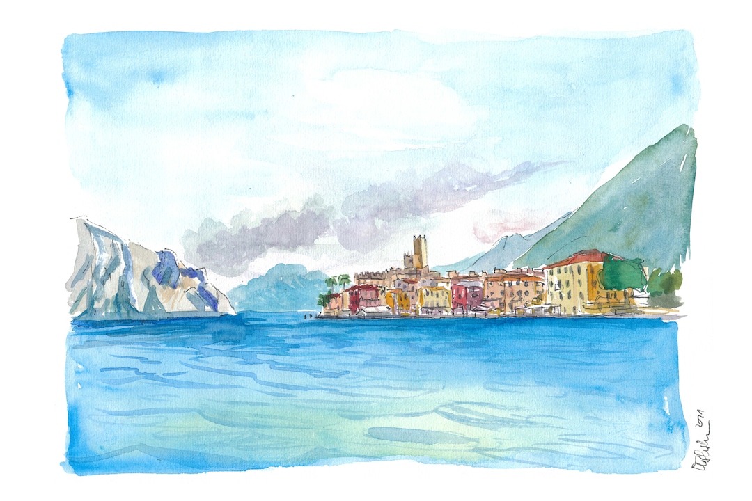 Boat View of Malcesine Italy With Lake Garda and Riva - Limited Edition ...