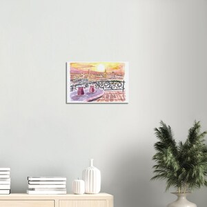 Amazing Marrakech Morocco Rooftop Romance with Tea and Fna Square - Limited Edition Fine Art Print - Original Painting available image 7