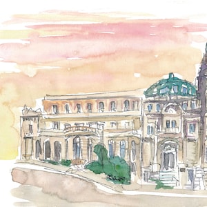 Monaco Monte Carlo Opera Stunning Sunset - Impresión de bellas artes de edición limitada - Pintura original disponible