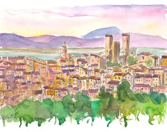 Pacentro Abruzzo Watercolor Print: Medieval Towers, Italy - Limited Edition