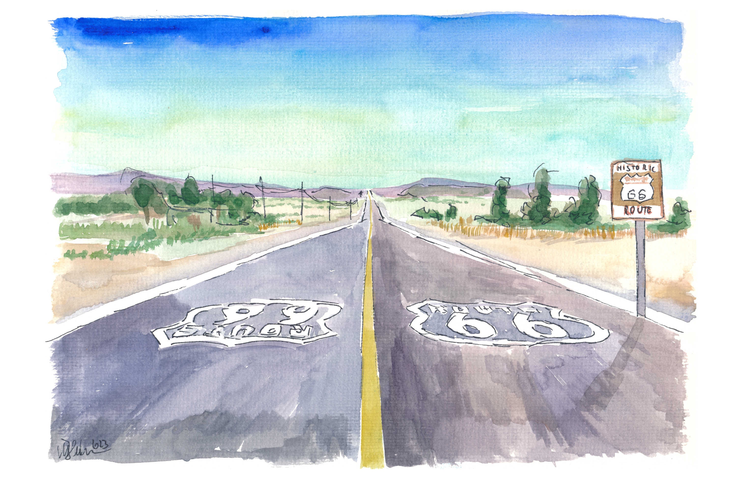 ルート66　ROUTE66　◆　手描きイラスト入り　ツナギ　USED　水色　2L il_fullxfull.4736524670_qgff.jpg