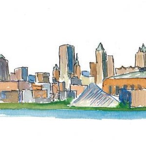 Milwaukee Wisconsin USA Skyline Impressionistic View - Original Painting & Art Print