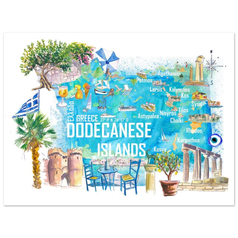 Kos Greece Travel Poster - Etsy