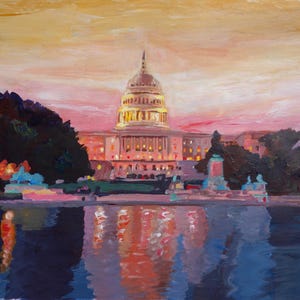 United States Capitol in Washington D.C. at Sunset