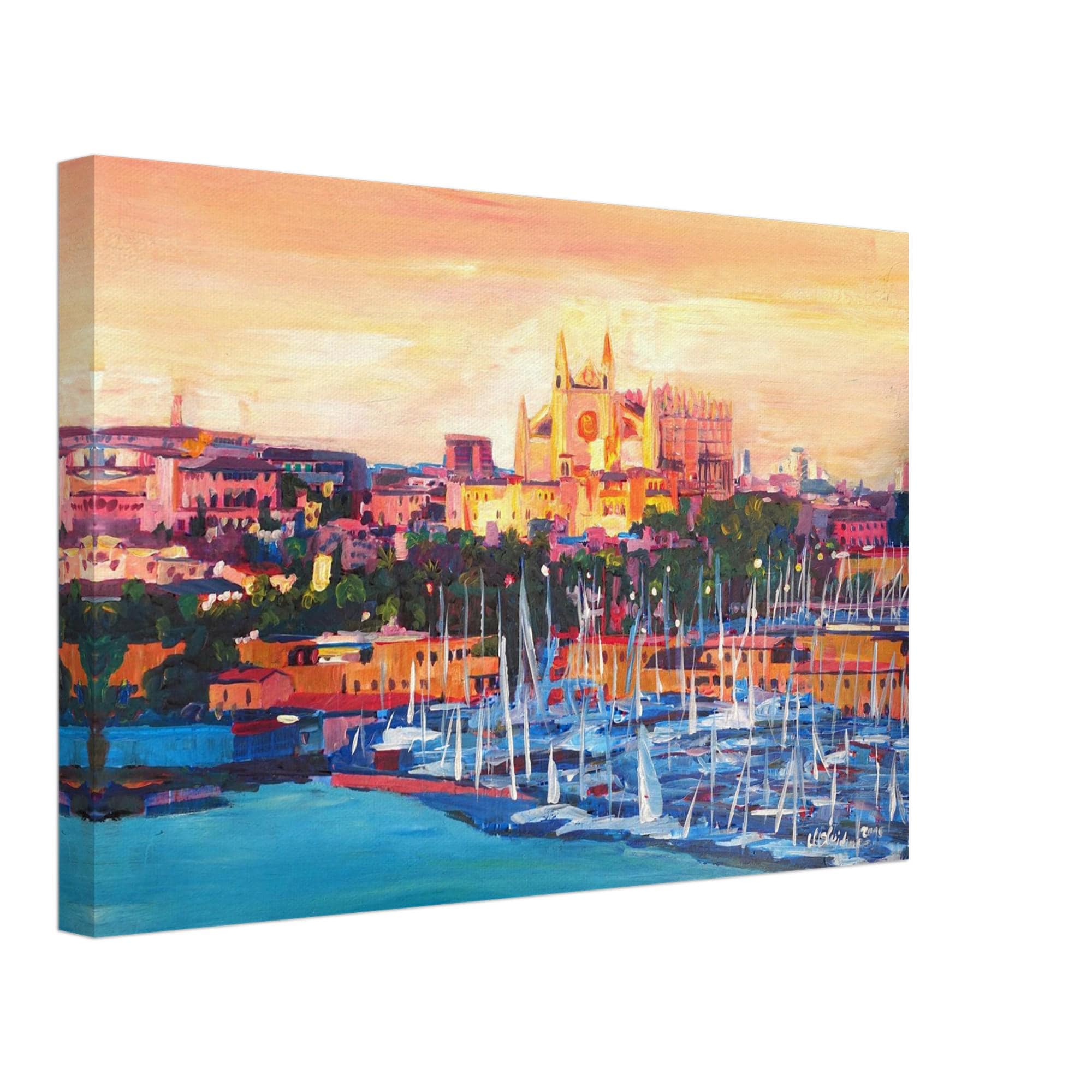 Spain Balearic Island Palma De Majorca With Harbour and Cathedral ...