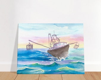 Shrimp Trawler heading out to the Ocean - Limited Edition Fine Art Print - Original Painting available