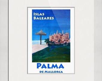 Palma de Majorca with La Seu Cathedral - Retro Vintage Poster