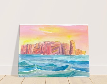 Helgoland Red Rocks Scene from North Sea - Limited Edition Fine Art Print - Original Painting available