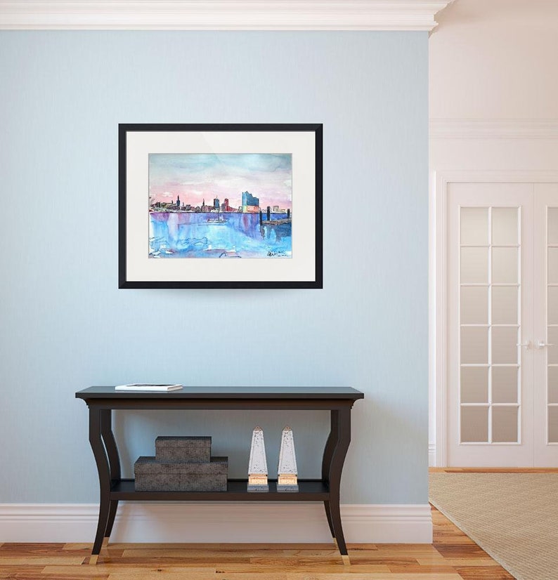 Hamburg Skyline with Elbe Philharmonic Hall at Dusk Painting & Fine Art Print image 2