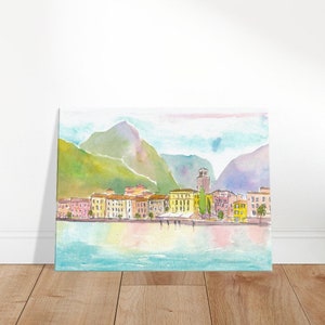 Riva del Garda Scenic view from Lago - Impression d'art en édition limitée - Peinture originale disponible