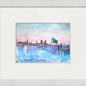 Hamburg Skyline with Elbe Philharmonic Hall at Dusk Painting & Fine Art Print image 6