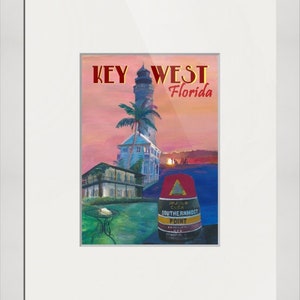 Key West Florida Southernmost Dreams Retro Travel Vintage Poster - Limited Edition Fine Art Print
