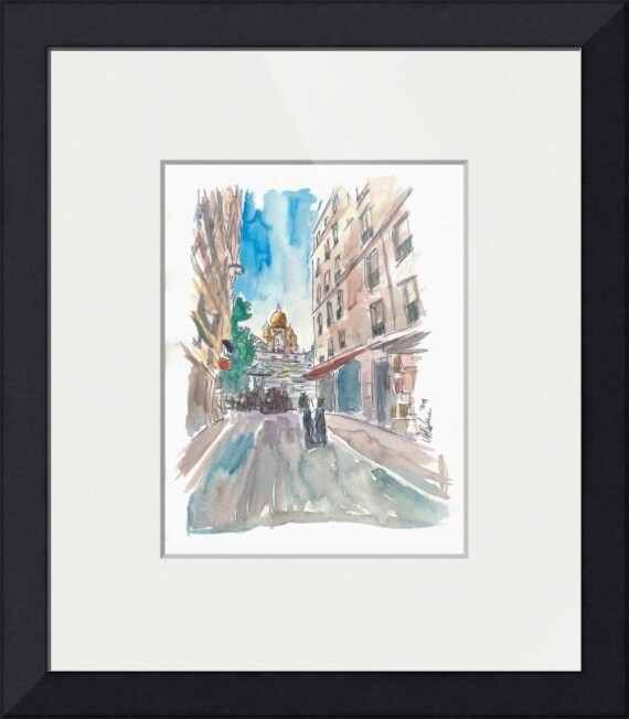 パリ、フランス、モンマルトル、サクレクール寺院の街並み - 限定版