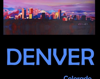 Retro Travel Poster Denver Colorado - Fine Art Print