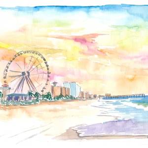 Myrtle Beach South Carolina Sunrise at the Beach - Limited Edition Fine Art Print - Original Painting available