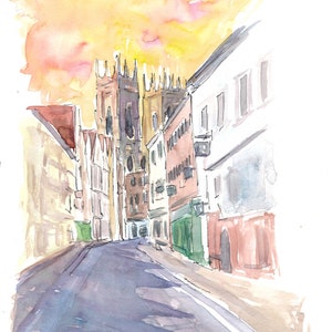 Good Old England Vibes in York Yorkshire with Cathedral - Limited Edition Fine Art Print - Original Painting available