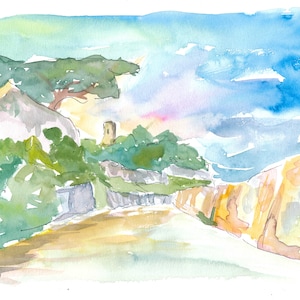 Guernsey Channel Islands Walk in the Sun - Limited Edition Fine Art Print - Original Painting available