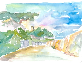 Paseo al sol en las Islas del Canal de Guernsey - Impresión artística de edición limitada - Pintura original disponible