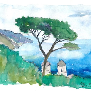 Incredible Amalfi Coast View Ravello Villa Rufolo - Limited Edition Fine Art Print - Original Painting available