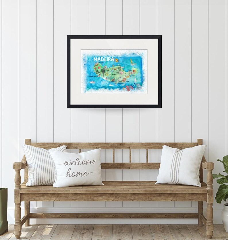 Madeira Portugal Island Illustrated Map with Landmarks and Highlights - Fine Art Print image 4