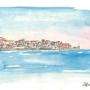 Chania Crete Griechenland Waterfront Harbour - Limited Edition Fine Art Print - Original Gemälde erhältlich