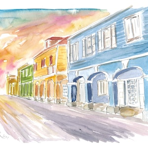 Christiansted St Croix Colonial Street Scene US Virgin Islands - Limited Edition Fine Art Print - Original Painting available