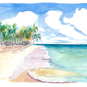 Turquoise Waters At Seven Mile Beach Negril Jamaica - Limited Edition Fine Art Print - Original Painting available