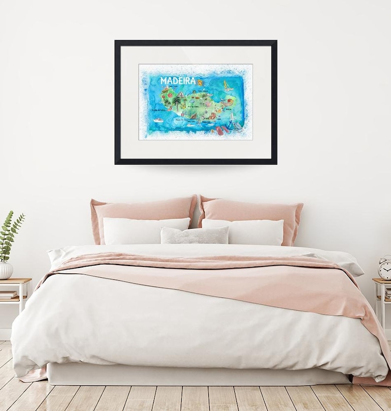 Madeira Portugal Island Illustrated Map with Landmarks and Highlights - Fine Art Print image 6
