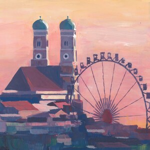 Munich Germany Vanilla Sky Morning With Ferris Wheel