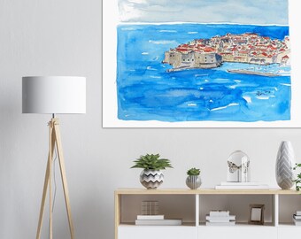 油絵　クロアチア　ドブロブニク　アドリア海の真珠　原画 クロアチアのドゥブロヴニク、アドリア海の真珠 - オリジナル