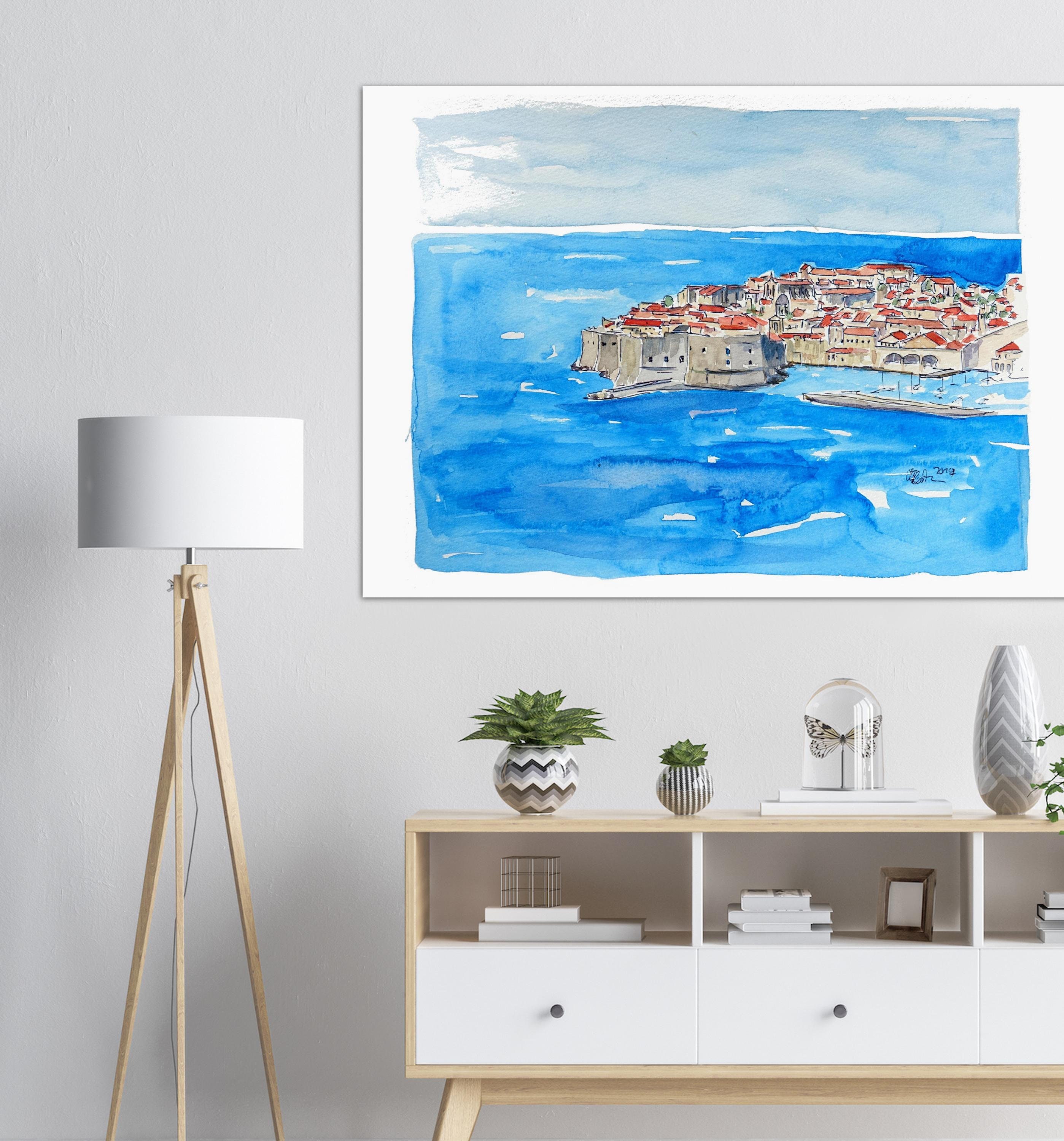クロアチア、ドゥブロヴニク、アドリア海の真珠 - オリジナル絵画と