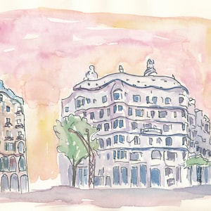 Barcelona Gaudi House Casa Batllo Casa Mila - Limited Edition Fine Art Print - Original Painting available