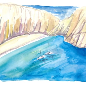 Greek Island Navagio Dream Beach with Turquoise Sea  - Limited Edition Fine Art Print - Original Painting available