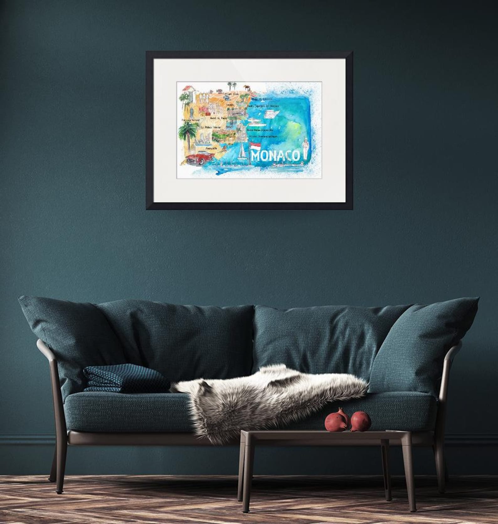 Monaco Monte Carlo Illustrated Map With Landmarks and Highlights - Fine ...